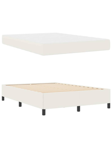 Struttura del letto con materasso Crema 140 x 200 cm Tessuto