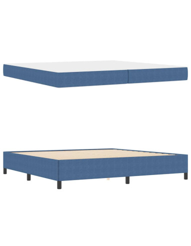 Struttura del letto con materasso Blu 200 x 200 cm Tessuto