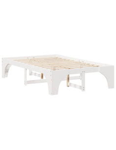 Struttura del letto Bianco 140 x 190 cm Pino massello 2