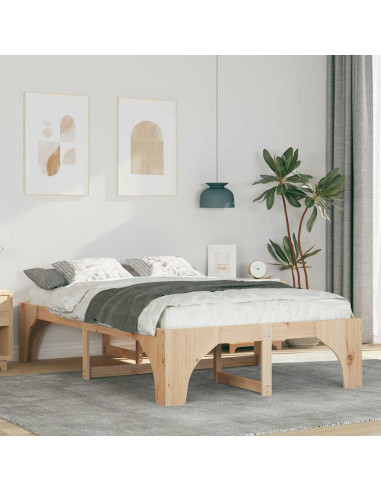 Struttura del letto Marrone 135 x 190 cm Pino massello