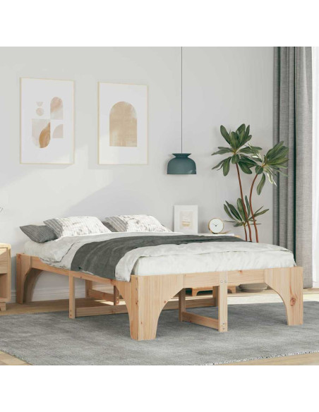 Struttura letto a terra Marrone 135 x 190 cm Legno di pino