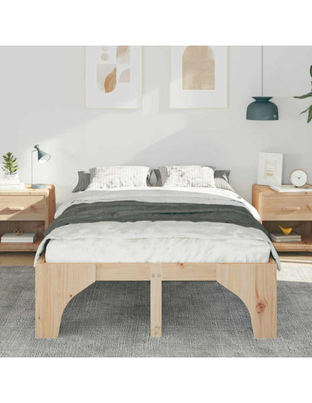 Struttura letto a terra Marrone 135 x 190 cm Legno di pino