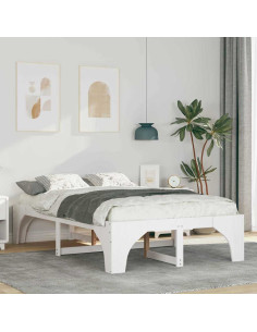 Struttura del letto Bianco 135 x 190 cm Pino massello 2