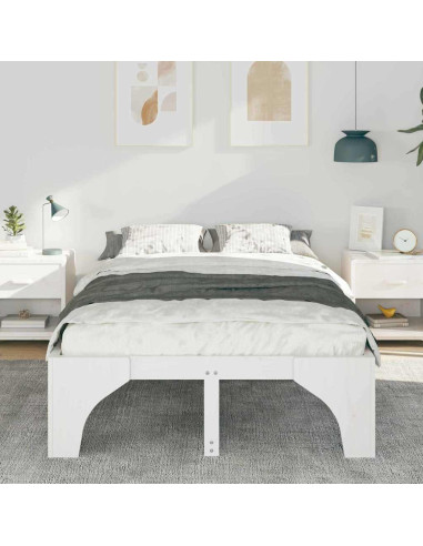 Struttura del letto Bianco 135 x 190 cm Pino massello