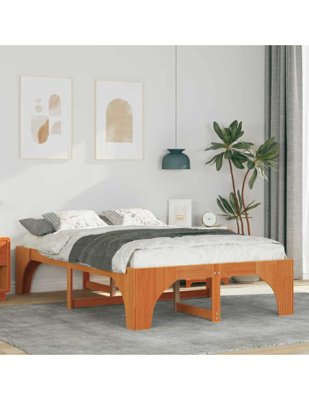 Struttura letto a terra Marrone 135 x 190 cm Legno di pino