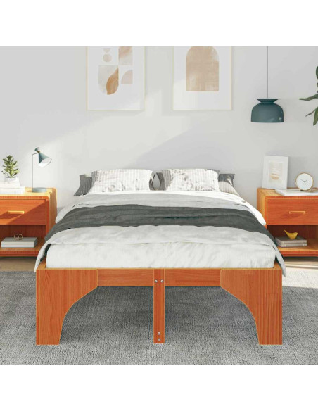 Struttura letto a terra Marrone 135 x 190 cm Legno di pino