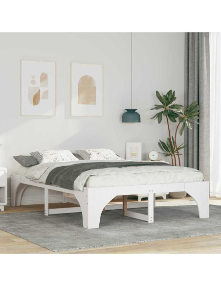 Struttura letto a terra con archiviazione Bianco 150 x 200 cm