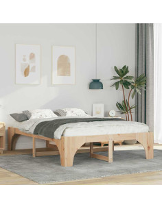 Struttura del letto Marrone 140 x 200 cm Pino massello 2