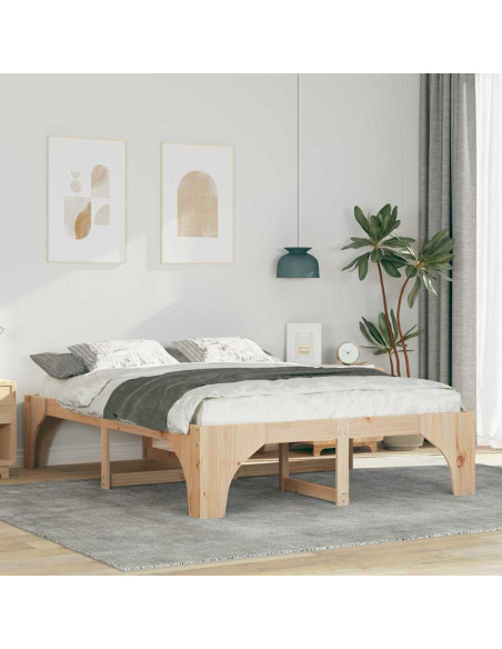 Struttura letto a terra con archiviazione Marrone 140 x 200 cm