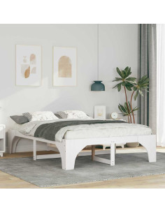 Struttura del letto Bianco 140 x 200 cm Pino massello 2