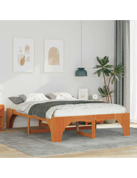 Struttura letto a terra con archiviazione Marrone 140 x 200 cm