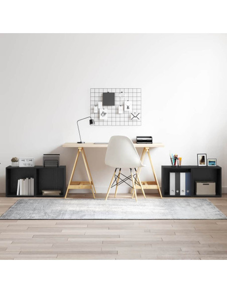 Armadi TV - set di 4 pezzi, nero e rovere, 37x35x37 cm, in legno ingegnerizzato
