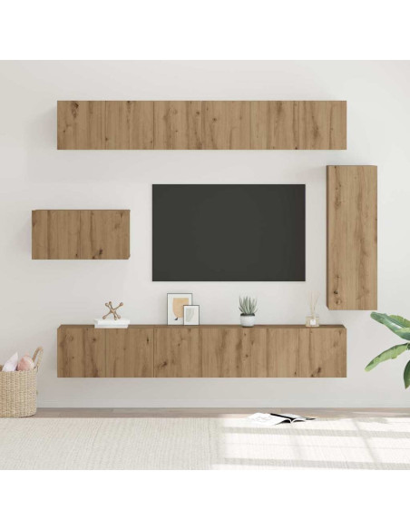 Set mobile TV 8 pcs Rovere artigianale Legno multistrato