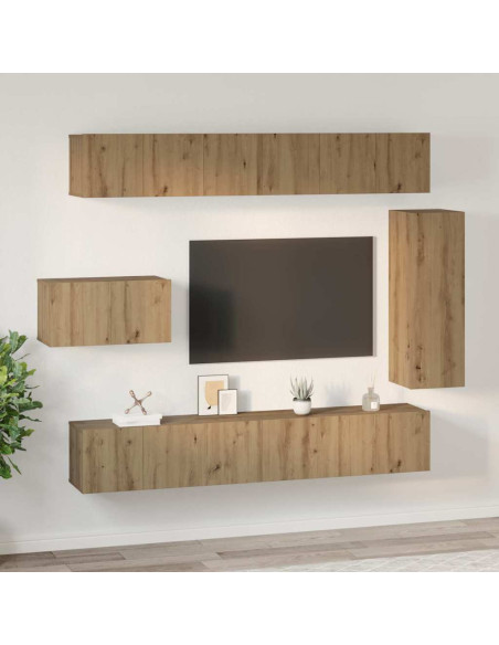 Set mobile TV 8 pcs Rovere artigianale Legno multistrato