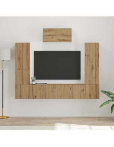 Set mobile TV 7 pcs Rovere artigianale Legno multistrato