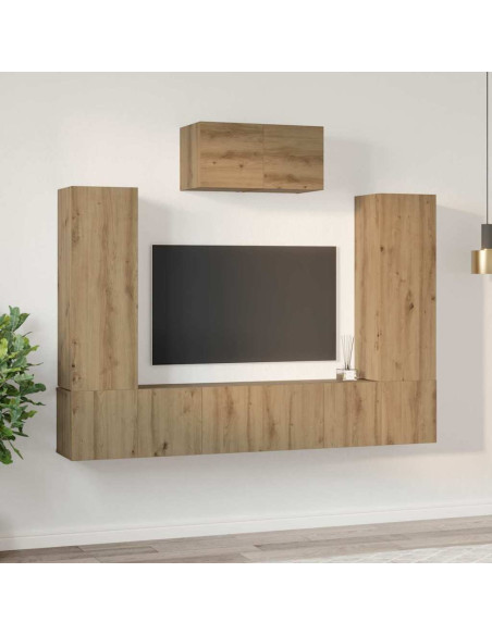 Set mobile TV 7 pcs Rovere artigianale Legno multistrato