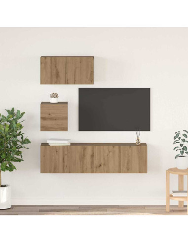 Set mobile TV 4 pcs Rovere artigianale Legno multistrato