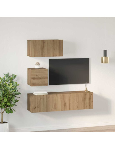 Set mobile TV 4 pcs Rovere artigianale Legno multistrato