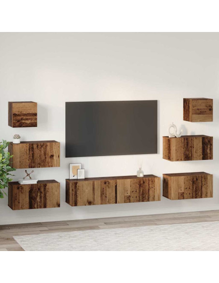 Set mobile TV 8 pcs Legno vecchio Legno multistrato