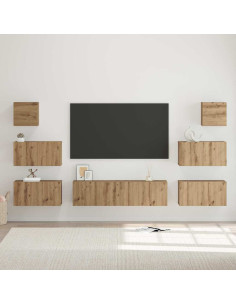 Set mobile TV 8 pcs Rovere artigianale Legno multistrato 2