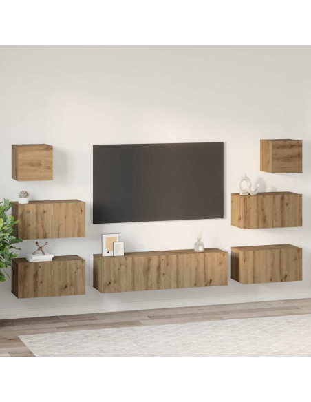 Set mobile TV 8 pcs Rovere artigianale Legno multistrato