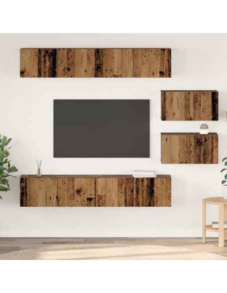 Set di mobili TV 6 pcs Legno vecchio Media Legno multistrato
