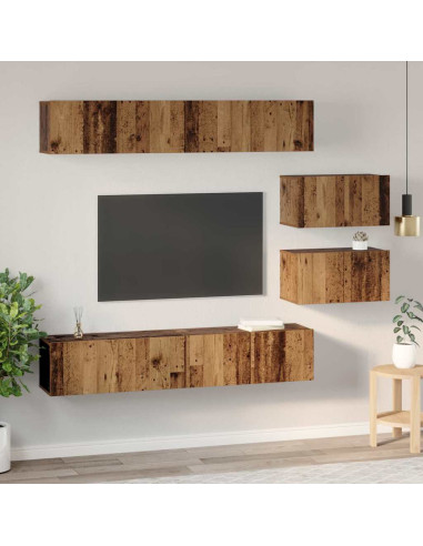 Set mobile TV 6 pcs Legno vecchio Legno multistrato