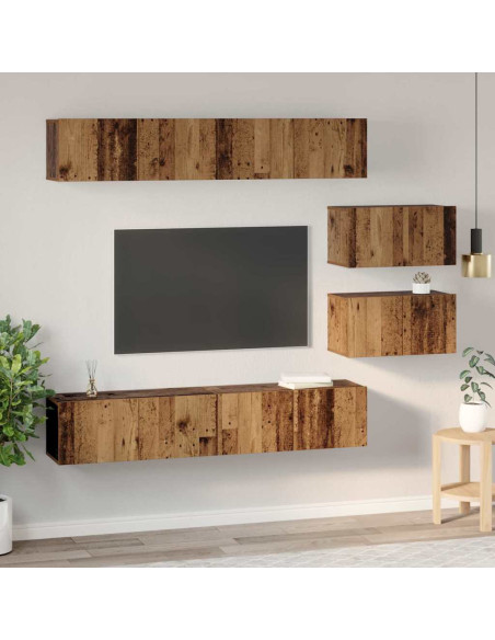 Set di mobili TV 6 pcs Legno vecchio Media Legno multistrato
