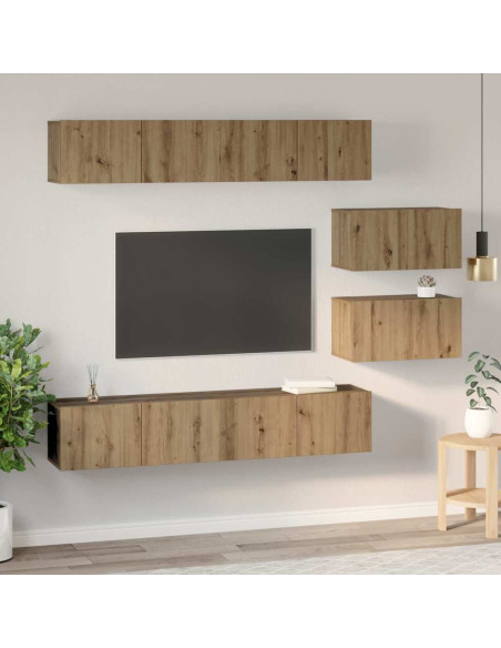 Set di mobili TV 6 pcs rovere artigianale 80 x 30 x 30 cm Media