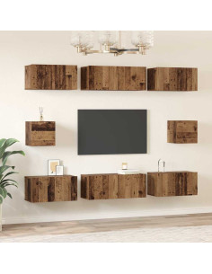 Set mobile TV 8 pcs Legno vecchio Legno multistrato 2