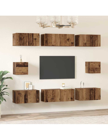 Set mobile TV 8 pcs Legno vecchio Legno multistrato