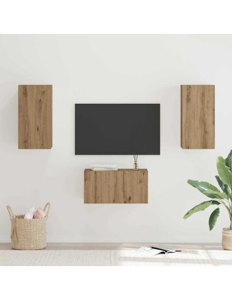 Set mobile TV 3 pcs rovere artigianale 60 x 30 x 30 cm