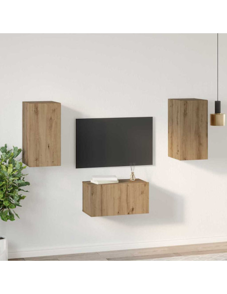 Set mobile TV 3 pcs rovere artigianale 60 x 30 x 30 cm