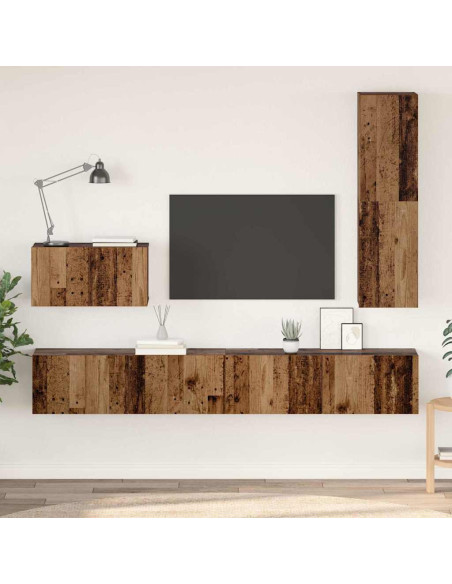 Set di mobili TV 4 pcs Legno vecchio Media Legno multistrato