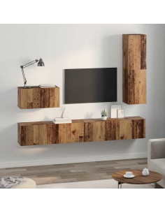 Mobile TV da Parete 4 pcs Legno vecchio Legno multistrato 2