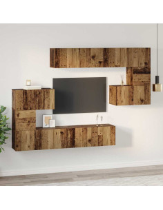 Set mobile TV 8 pcs Legno vecchio Legno multistrato 2