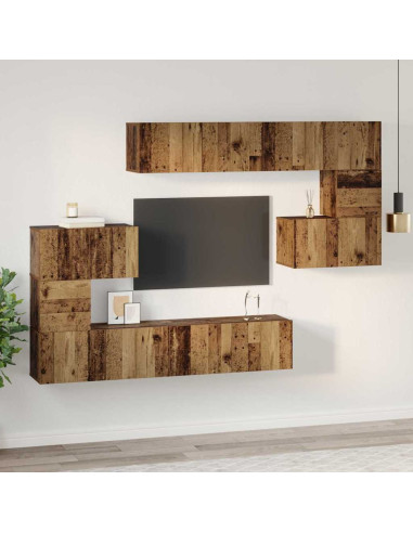 Set mobile TV 8 pcs Legno vecchio Legno multistrato