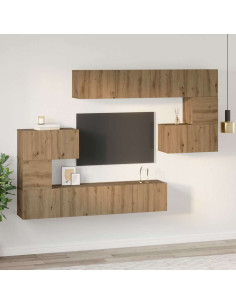 Set mobile TV 8 pcs Rovere artigianale Legno multistrato 2
