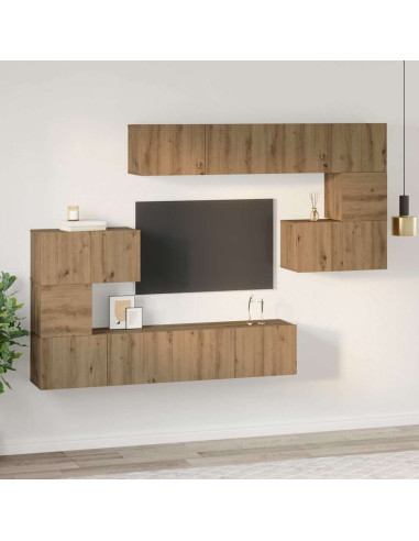 Set mobile TV 8 pcs Rovere artigianale Legno multistrato
