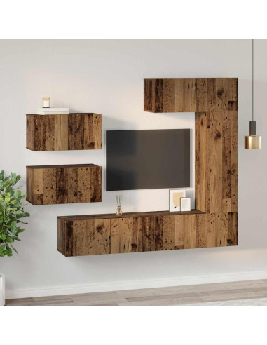 Set mobile TV 6 pcs Legno vecchio Legno multistrato