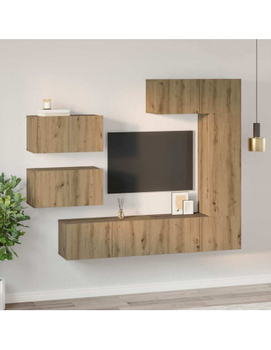 Set mobile TV 6 pcs Rovere artigianale Legno multistrato