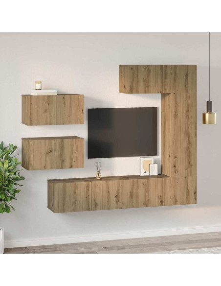 Set mobile TV 6 pcs Rovere artigianale Legno multistrato