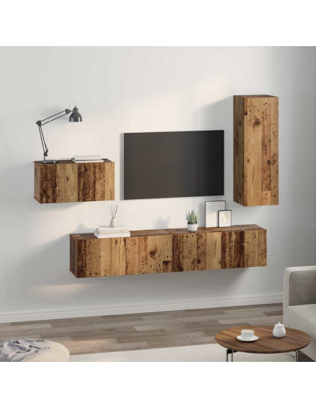 Set mobile TV 4 pcs Legno vecchio Legno multistrato