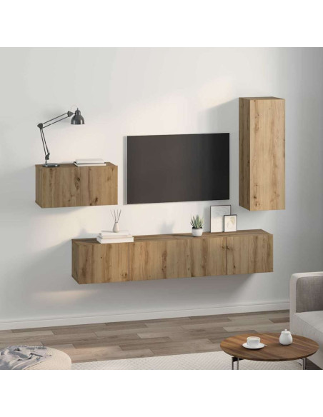 Set mobile TV 4 pcs Rovere artigianale Legno multistrato