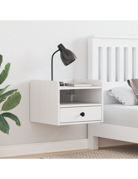 Comodino Bianco 38 x 36 x 29.5 cm Legno di pino massello