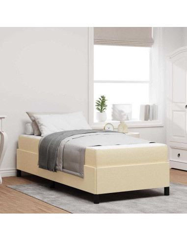 Letto a molle con materasso Crema 90 x 190 cm Tessuto