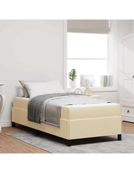 Letto a molle con materasso Crema 90 x 190 cm Tessuto