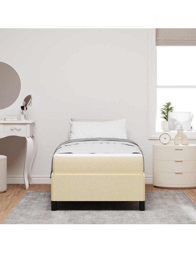 Letto a molle con materasso Crema 90 x 190 cm Tessuto