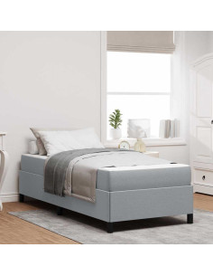 Letto a molle Grigio chiaro 90 x 200 cm Tessuto 2