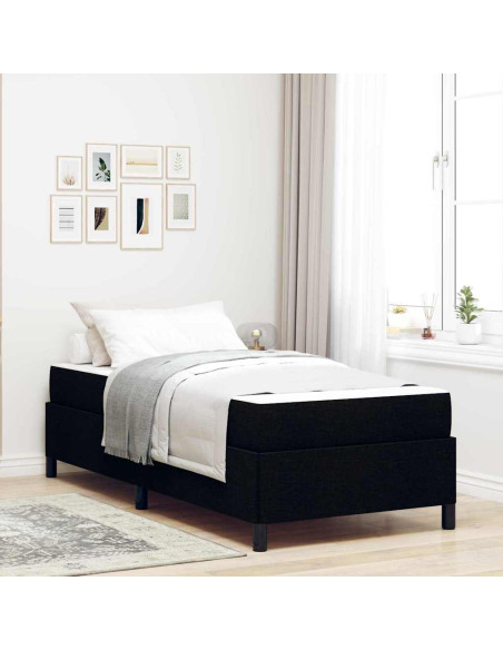 Letto a molle Nero 100 x 200 cm Tessuto, Legno ingegnerizzato